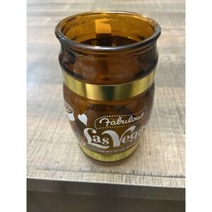Vintage 1960s Siesta Ware Brown Glass Las Vegas 5" Souvenir Beer Mug Wood Handle